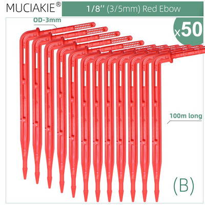 MUCIAKIE 50PCS Green Bend Arrow Dripper Micro Drip Irrigation Kit Watering Saving Emitters for 3/5mm Hose Garden Bonsai