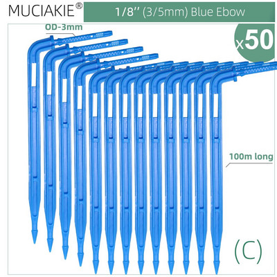 MUCIAKIE 50PCS Green Bend Arrow Dripper Micro Drip Irrigation Kit Watering Saving Emitters for 3/5mm Hose Garden Bonsai