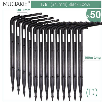 MUCIAKIE 50PCS Green Bend Arrow Dripper Micro Drip Irrigation Kit Watering Saving Emitters for 3/5mm Hose Garden Bonsai