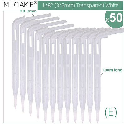 MUCIAKIE 50PCS Green Bend Arrow Dripper Micro Drip Irrigation Kit Watering Saving Emitters for 3/5mm Hose Garden Bonsai