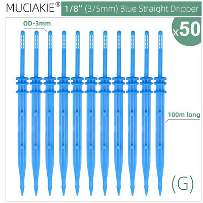 MUCIAKIE 50PCS Green Bend Arrow Dripper Micro Drip Irrigation Kit Watering Saving Emitters for 3/5mm Hose Garden Bonsai