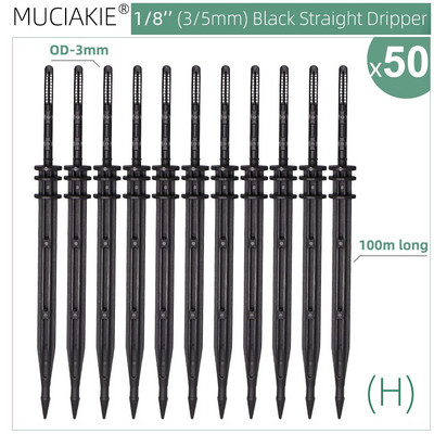 MUCIAKIE 50PCS Green Bend Arrow Dripper Micro Drip Irrigation Kit Watering Saving Emitters for 3/5mm Hose Garden Bonsai