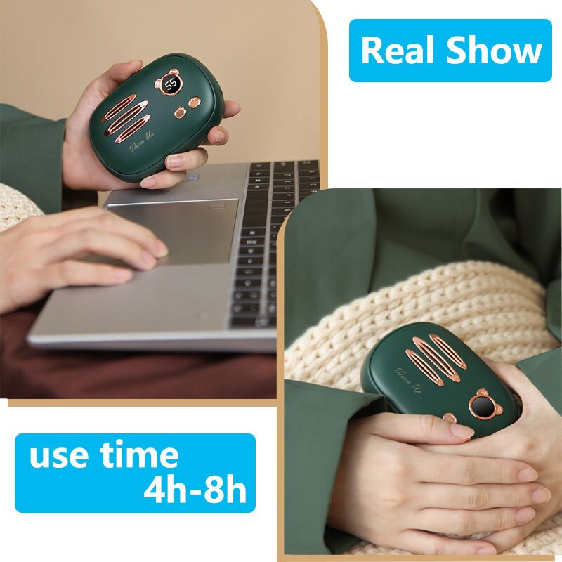 Зимен акумулаторен нагревател за ръце 10000mAh USB нагревател Мини топли ръце Преносим джобен нагревател Нагреватели за ръце 3 нива Регулиране на температурата