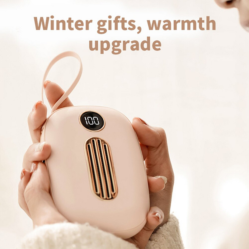 Grijač za ruke Punjenje Treasure Mini 2 u 1 ​Usb punjiva mobilna energija Digitalni zaslon Topla tvrtka za bebe Poklon za godišnji sastanak