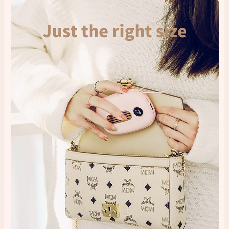 Grijač za ruke Punjenje Treasure Mini 2 u 1 ​Usb punjiva mobilna energija Digitalni zaslon Topla tvrtka za bebe Poklon za godišnji sastanak