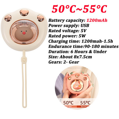 3600Mah Astronaut Hand Warmer 3-Gears Cute Mini Hand Heater USB Επαναφορτιζόμενη Μηχανή Θέρμανσης Χεριών για Χειμώνα σε εξωτερικούς χώρους 35 ℃~55 ℃