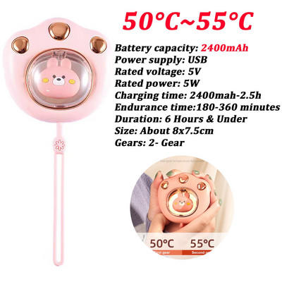 3600Mah Astronaut Hand Warmer 3-Gears Cute Mini Hand Heater USB Επαναφορτιζόμενη Μηχανή Θέρμανσης Χεριών για Χειμώνα σε εξωτερικούς χώρους 35 ℃~55 ℃