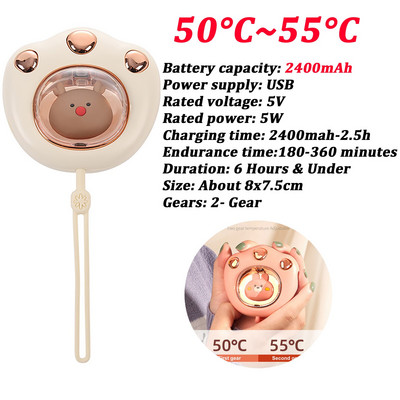 3600Mah Astronaut Hand Warmer 3-Gears Cute Mini Hand Heater USB Επαναφορτιζόμενη Μηχανή Θέρμανσης Χεριών για Χειμώνα σε εξωτερικούς χώρους 35 ℃~55 ℃