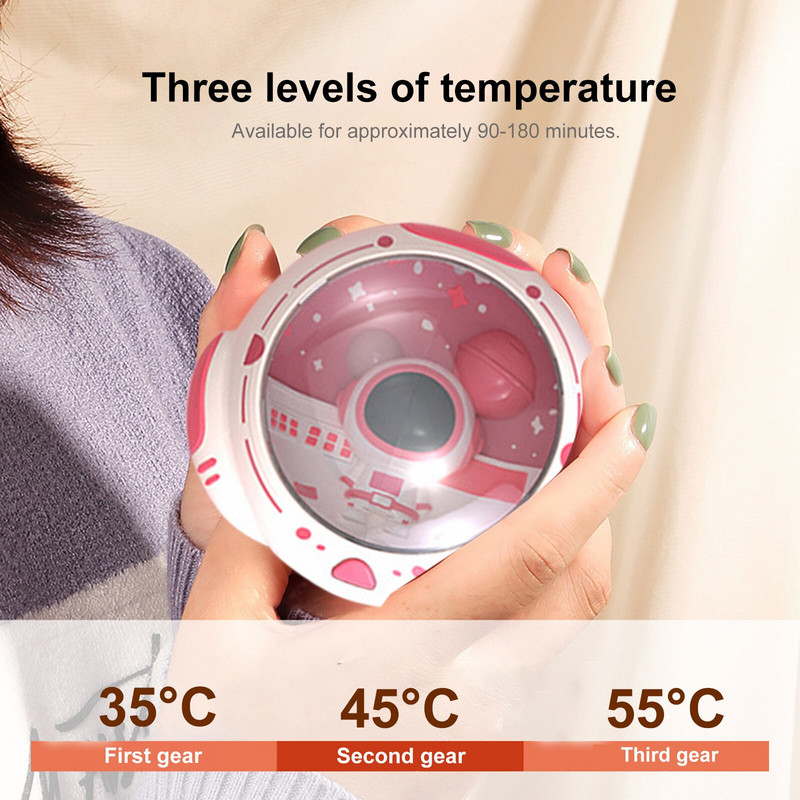 3600 Mah astronautski grijač za ruke s 3 zupčanika, slatki mini grijač za ruke, USB punjivi stroj za grijanje ruku za zimu na otvorenom 35 ℃ ~ 55 ℃