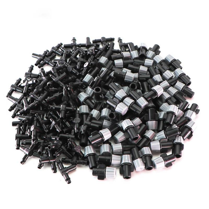 20PCS Регулируем градински капково напояване Дюзи за замъгляване Капково напояване Пръскачка Разпръскваща пръскачка с конектор за тройник