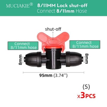 Εύκαμπτος σωλήνας 8/11 mm σε 4/7 mm 3/8 ιντσών έως 1/4 ιντσών με αγκαθωτό μπλουζάκι με ίσιο αγκώνα βύσματα βύσματα σύνδεσης 8/11 mm 4/7 mm Hose Garden