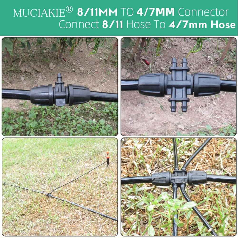 8/11 мм до 4/7 мм маркуч 3/8" до 1/4" шип бодлива ключалка тройник прав коляно краен тапи Конектор Свържете 8/11 мм 4/7 мм маркуч градина