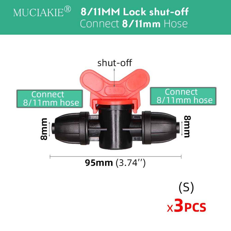 8/11 мм до 4/7 мм маркуч 3/8" до 1/4" шип бодлива ключалка тройник прав коляно краен тапи Конектор Свържете 8/11 мм 4/7 мм маркуч градина