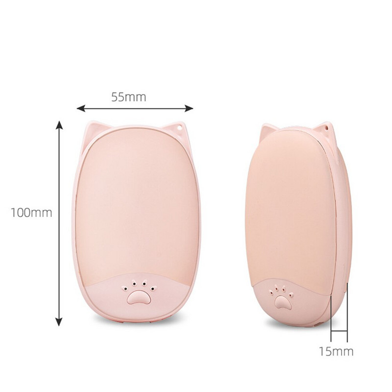 2 в 1 Малък нагревател за ръце DC 5V 2A 3000mAh Преносим джобен зимен нагревател USB зареждане Котешки нокът Мобилен нагревател за ръце Power Bank