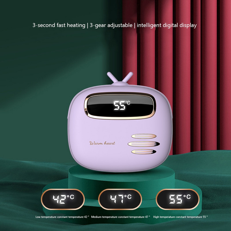 Зимни мини преносими USB нагреватели за ръце Мобилна захранваща банка Акумулаторен нагревател за ръце Джоб за цифров дисплей Сладък нагревател за ръце Подарък за дете