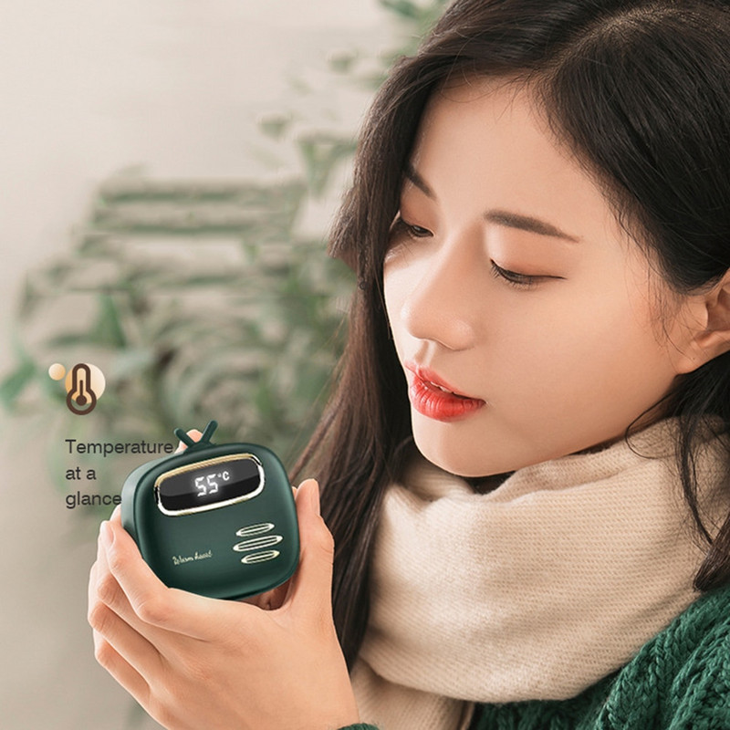 Зимни мини преносими USB нагреватели за ръце Мобилна захранваща банка Акумулаторен нагревател за ръце Джоб за цифров дисплей Сладък нагревател за ръце Подарък за дете