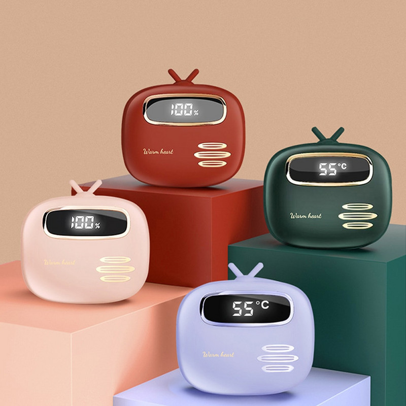 Зимни мини преносими USB нагреватели за ръце Мобилна захранваща банка Акумулаторен нагревател за ръце Джоб за цифров дисплей Сладък нагревател за ръце Подарък за дете