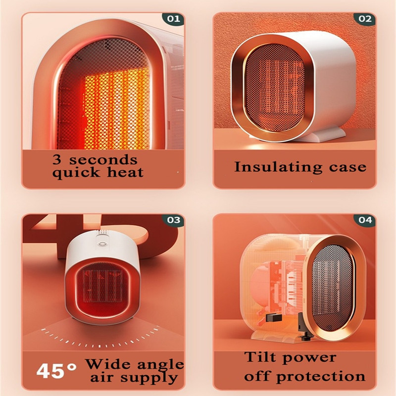 Φορητό ηλεκτρικό θερμαντήρα 1200W Κεραμικό PTC Επιτραπέζιο θερμαντήρα 3S Γρήγορη θέρμανση Οικιακό καλοριφέρ Απομακρυσμένο θερμαντικό μηχάνημα για το σπίτι