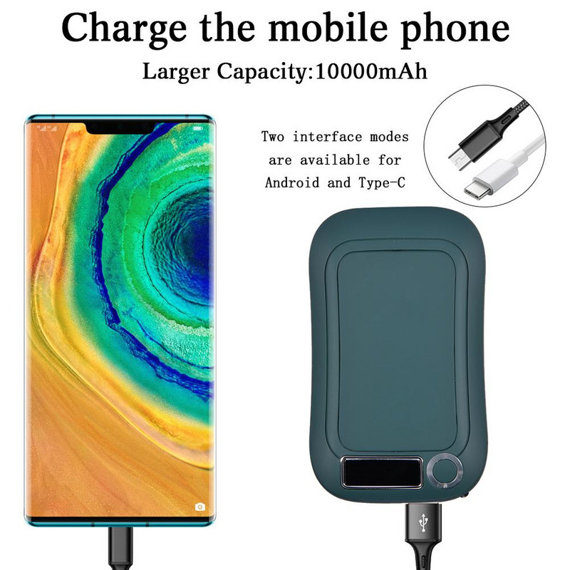 10000mAh 5V USB Επαναφορτιζόμενη Ηλεκτρική θερμάστρα χειρός LED Ταξίδι Εύχρηστη μακράς διαρκείας θερμαντική συσκευή θέρμανσης σπιτιού