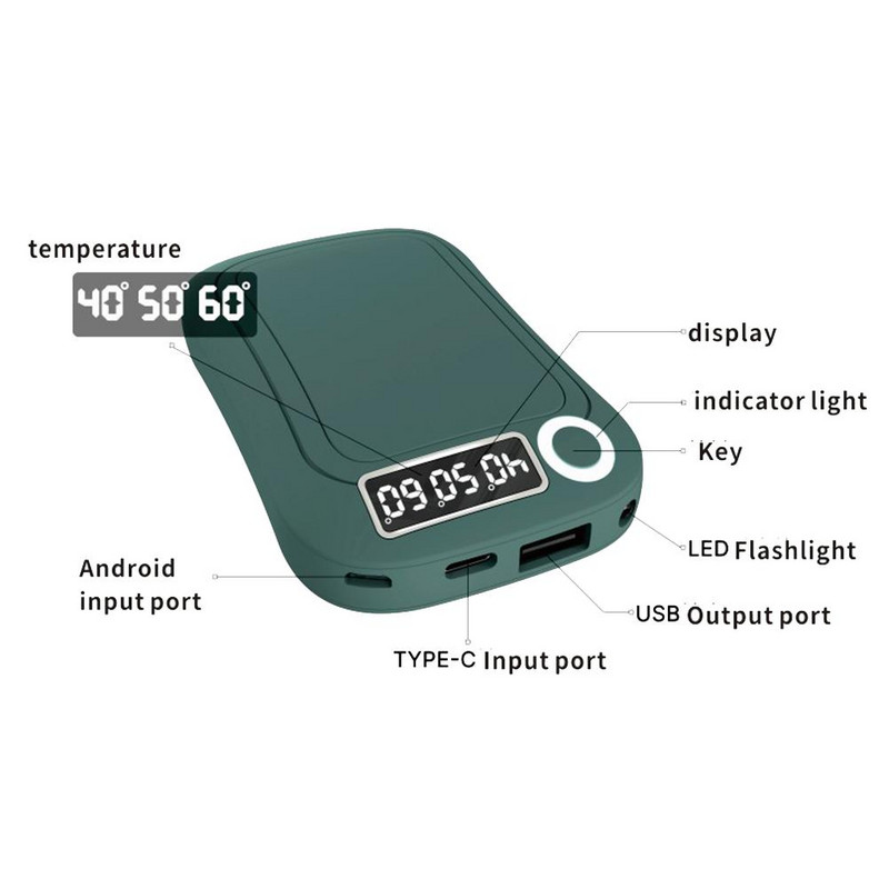 10000mAh 5V USB Επαναφορτιζόμενη Ηλεκτρική θερμάστρα χειρός LED Ταξίδι Εύχρηστη μακράς διαρκείας θερμαντική συσκευή θέρμανσης σπιτιού