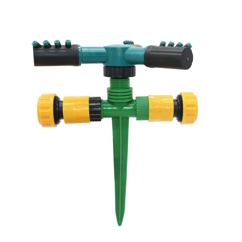 Αυτόματος περιστρεφόμενος ψεκαστήρας 3 βραχιόνων με πλαστική στήριξη νυχιών Βάση Garden Agriculture Yard Lawn Grass Irrigation Watering Nozzl