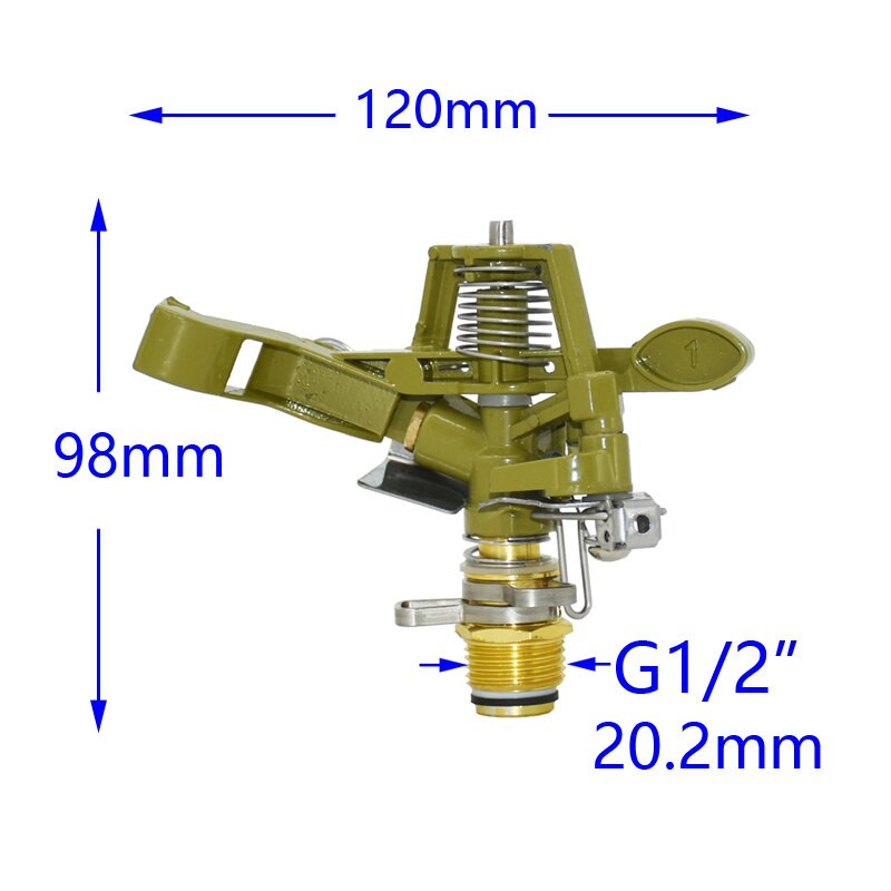 Μεταλλικό 1/2 3/4 ιντσών Περιστρεφόμενο ακροφύσιο ψεκαστήρα ρυθμιζόμενη γωνία Rocker sprinkler 360 μοιρών γκαζόν Πότισμα κήπου 1 τεμ.
