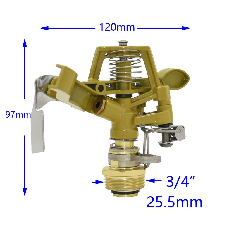 Μεταλλικό 1/2 3/4 ιντσών Περιστρεφόμενο ακροφύσιο ψεκαστήρα ρυθμιζόμενη γωνία Rocker sprinkler 360 μοιρών γκαζόν Πότισμα κήπου 1 τεμ.