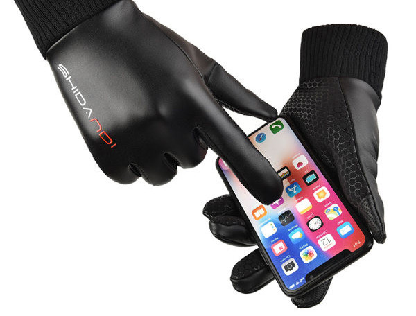 Мъжки ръкавици от еко кожа- с надпис