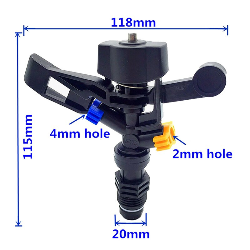 Περιστρεφόμενος ψεκαστήρας βραχίονα 360 μοιρών Αυτόματη περιστροφή δύο οπών Κεφαλή ψεκασμού νερού Γεωργικά εργαλεία 1/2" Αρσενικό νήμα 20 τμχ