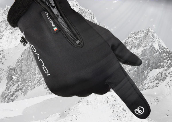 Ανδρικά χειμωνιάτικα αδιάβροχα γάντια με φερμουάρ και ζεστή φόδρα