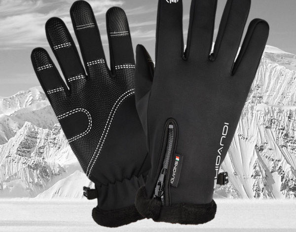 Ανδρικά χειμωνιάτικα αδιάβροχα γάντια με φερμουάρ και ζεστή φόδρα