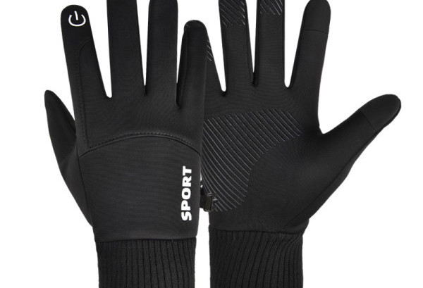 Vyriškos žieminės pirštinės su užrašu tinkamos važiuoti