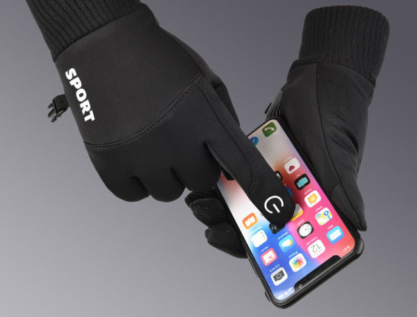 Vyriškos žieminės pirštinės su užrašu tinkamos važiuoti