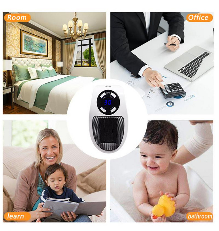 Μίνι θερμαντήρας Μικρός επιτραπέζιος χαριτωμένος ανεμιστήρας Ηλεκτρικός θερμοσίφωνας με οθόνη LED και χρονοδιακόπτης Σόμπα οικιακού καλοριφέρ Θερμοκρασία δωματίου