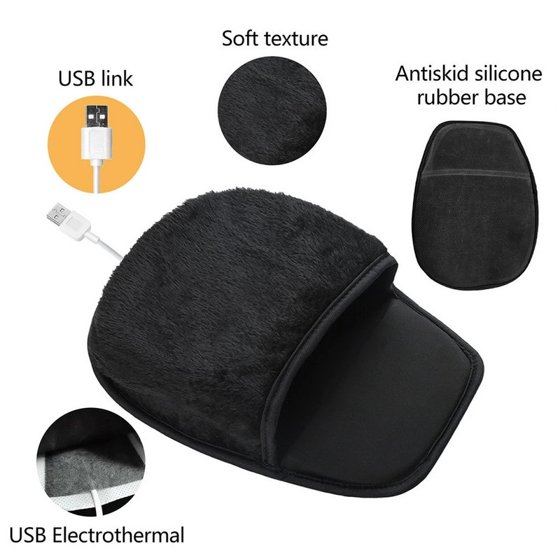 Usb Winter Warm Mouse Pad Θερμαντικό κάλυμμα χεριών Μαλακό βελούδινο θερμαντήρα χεριών Θερμαινόμενο χαλάκι ποντικιού Προμήθειες γραφείου Θερμαντικό