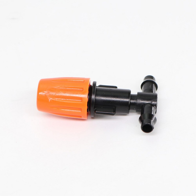 Garden Orange Ρυθμιζόμενο ακροφύσιο ψεκαστήρα σταγονόμετρου Ψεκαστήρες ψεκασμού με βύσμα σπειρώματος Tee Barb 1/4" Σύστημα μικροάρδευσης