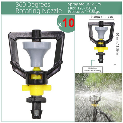 RBCFHl 24 veidu rotējošo smidzinātāju pilienveida apūdeņošanas mini rotācijas sprauslas aerosols ar 1/4 collu stieņu savienotāju mini rotējošo smidzinātāju