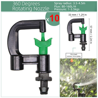 RBCFHl 24 veidu rotējošo smidzinātāju pilienveida apūdeņošanas mini rotācijas sprauslas aerosols ar 1/4 collu stieņu savienotāju mini rotējošo smidzinātāju