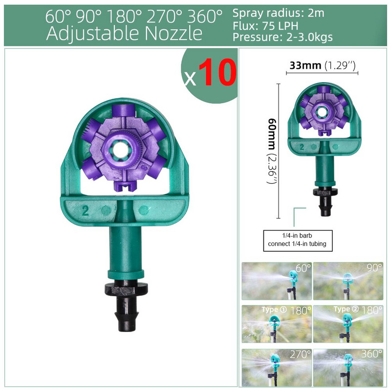 RBCFHl 24 Τύποι περιστρεφόμενων ψεκασμών με στάγδην άρδευση Mini Rotation Nozzle Spray με Μίνι περιστροφικό ψεκαστήρα 1/4`` Barb Connector