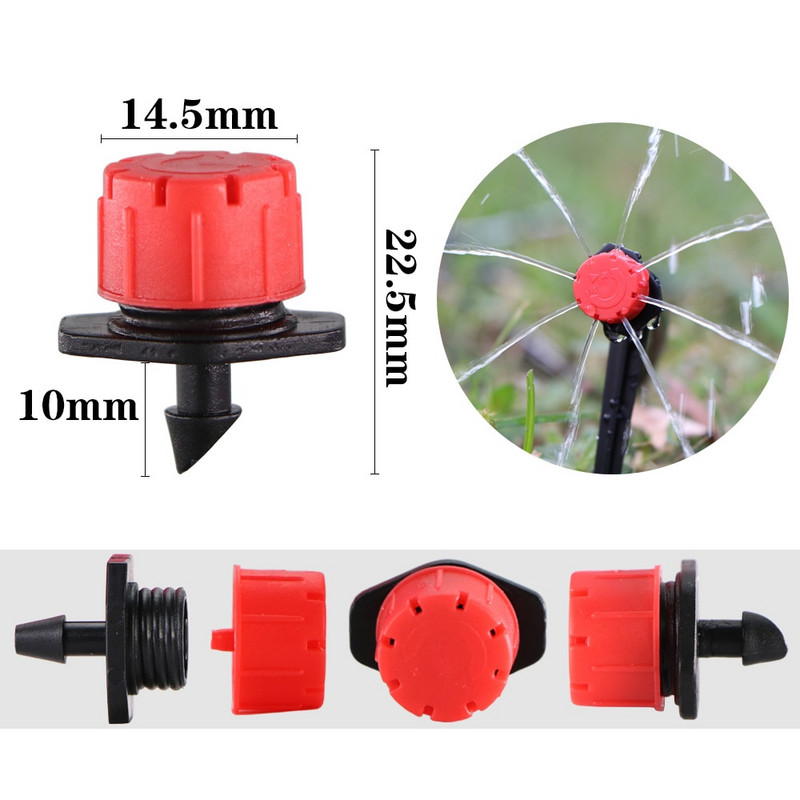 Ρυθμιζόμενος κήπος 4/7mm Ακροφύσιο άρδευσης με σταλάκτη Εκπομπός εκπομπών 8 οπών Micro Drip Μπαλκόνι Αυλή Θερμοκηπίου Σπρέι ποτίσματος