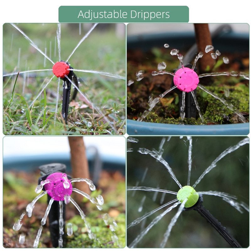 Ρυθμιζόμενος κήπος 4/7mm Ακροφύσιο άρδευσης με σταλάκτη Εκπομπός εκπομπών 8 οπών Micro Drip Μπαλκόνι Αυλή Θερμοκηπίου Σπρέι ποτίσματος