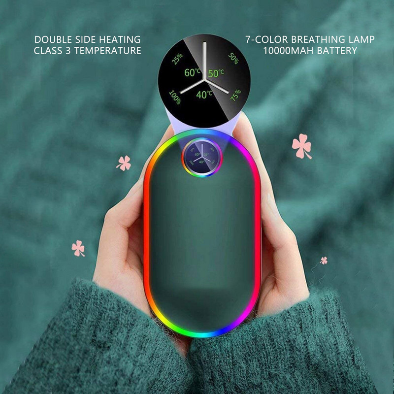 2023 Ηλεκτρικός θερμαντήρας χεριών 10000mah USB Charge Power Bank Θέρμανση χειρός Ψηφιακή οθόνη Χειμερινός θερμαντήρας τσέπης