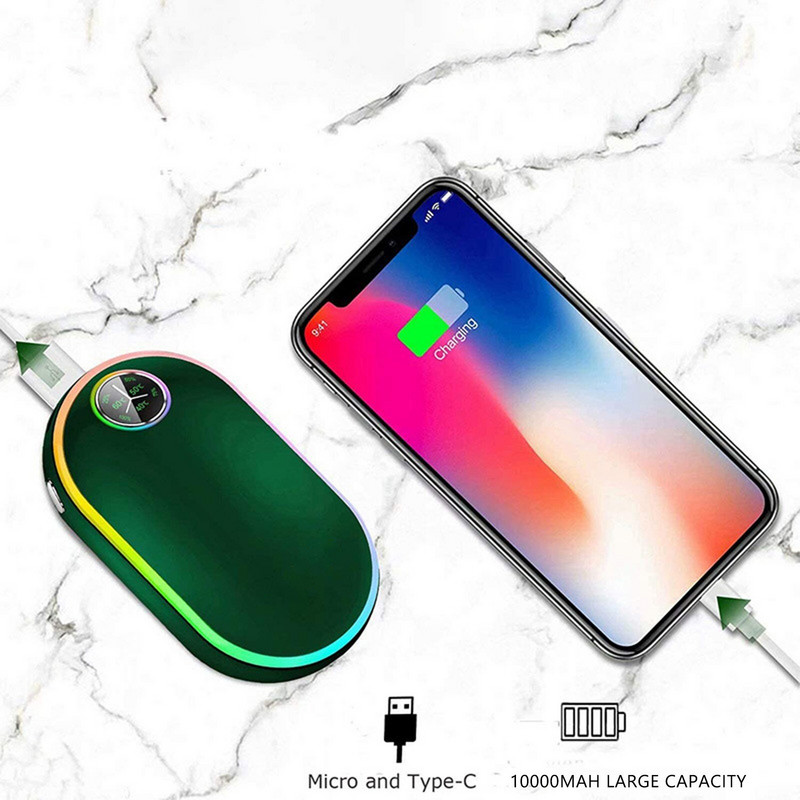 2023 Ηλεκτρικός θερμαντήρας χεριών 10000mah USB Charge Power Bank Θέρμανση χειρός Ψηφιακή οθόνη Χειμερινός θερμαντήρας τσέπης