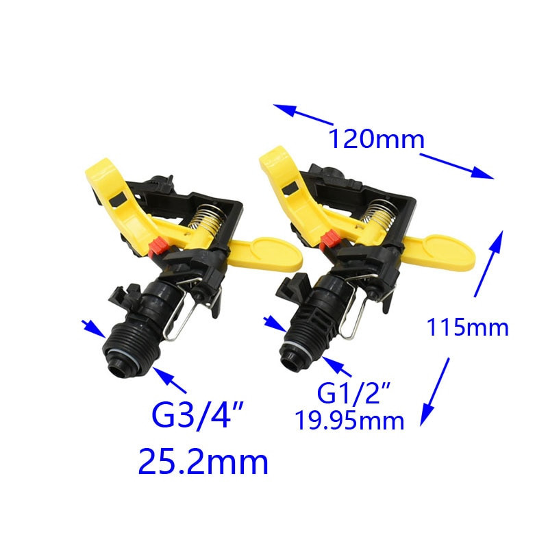 1/2 3/4" Αρσενικό Ρυθμιζόμενο ακροφύσιο Rocker 360 μοιρών περιστροφικό ακροφύσιο πίδακα Γεωργικός κήπος Άρδευση Καταιονιστήρες 1 τεμ.