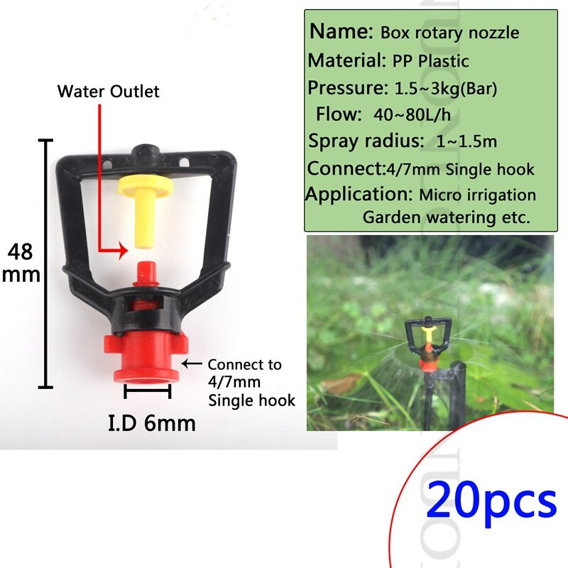 20 τμχ Πότισμα κήπου Ψεκαστήρας ομίχλης εκπομπών διαθλαστικό ακροφύσιο Micro Irrigation Sprinklers Ατμοποιητές Περιστρεφόμενος ψεκαστήρας γκαζόν