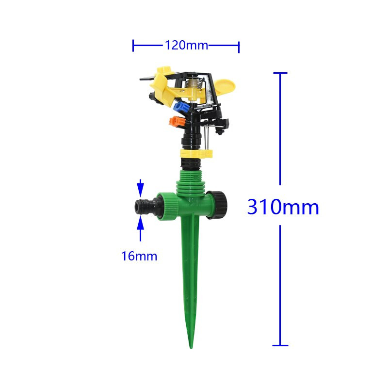 Πότισμα 2 εξόδου Ακροφύσιο Rocker 360 μοιρών Περιστροφικό ακροφύσιο πίδακα με υποστήριξη αγρόκτημα κήπου Πότισμα Ψεκαστήρες Πότισμα γκαζόν