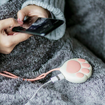 3000Mah Mini Hand Warmer Rechargeable Cartoon Cat Paw Cute Handwarmer Winter USB Heater Φορητή διπλής όψης γρήγορη θέρμανση