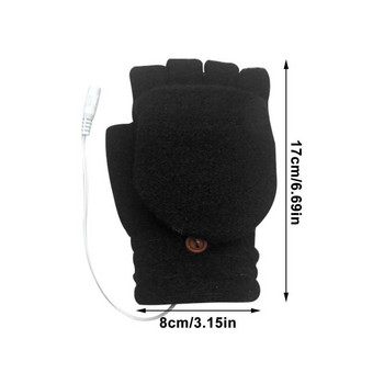 USB Ηλεκτρικά θερμαινόμενα γάντια Γάντια μισού δακτύλου Θερμαινόμενα χεριών διπλής όψης Θερμαινόμενα χεράκια χειμερινή ποδηλασία σκι Γάντια θερμής θέρμανσης