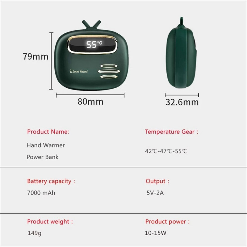 Νέος μίνι φορητός θερμαντήρας χεριών USB Mobile Power Bank 2 σε 1 Επαναφορτιζόμενος θερμαντήρας Μπαταρία και Θερμοστάτης τσέπης οθόνης θερμοκρασίας
