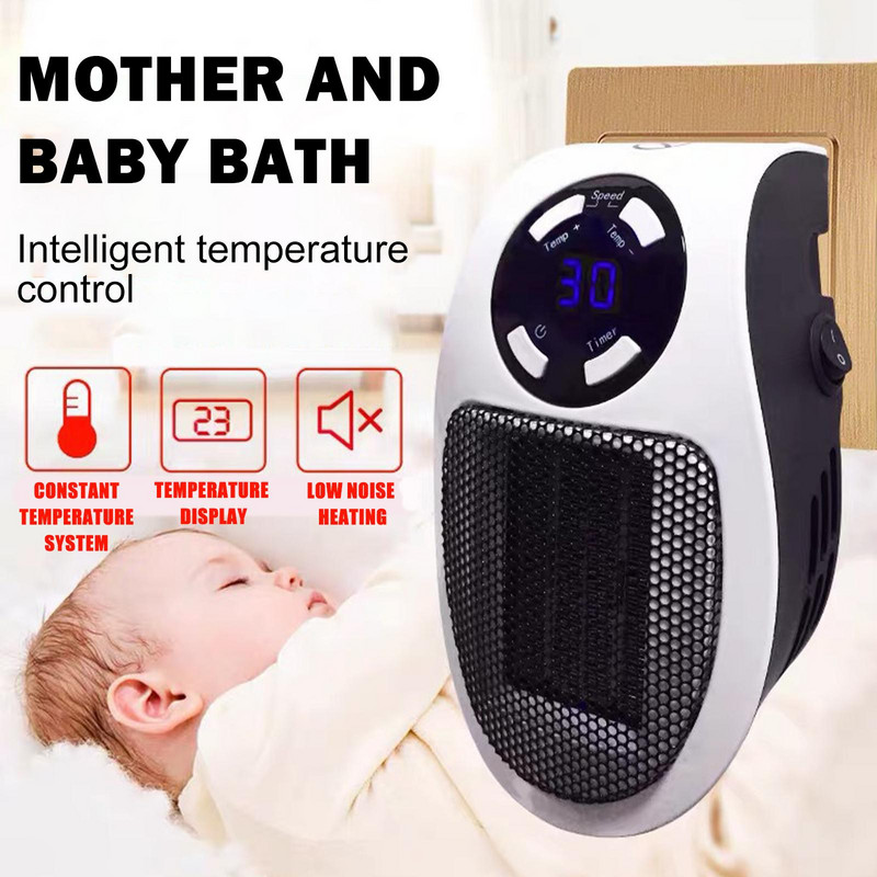 Μίνι ανεμιστήρας επιτοίχιας πρίζας 500 W Σόμπα θέρμανσης οικιακού γραφείου Ισχυρός θερμός ανεμιστήρας Φορητό ηλεκτρικό καλοριφέρ για το χειμώνα